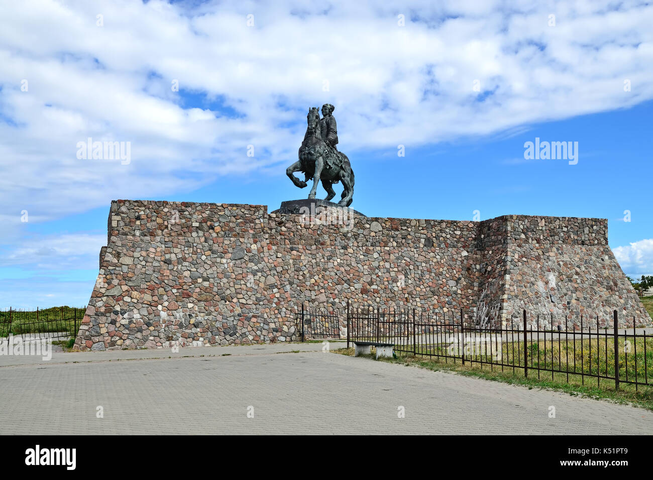 Reiterstandbild von Zarin Elisabeth Petrowna. Baltijsk bis 1946 Pillau, Russland Stockfoto