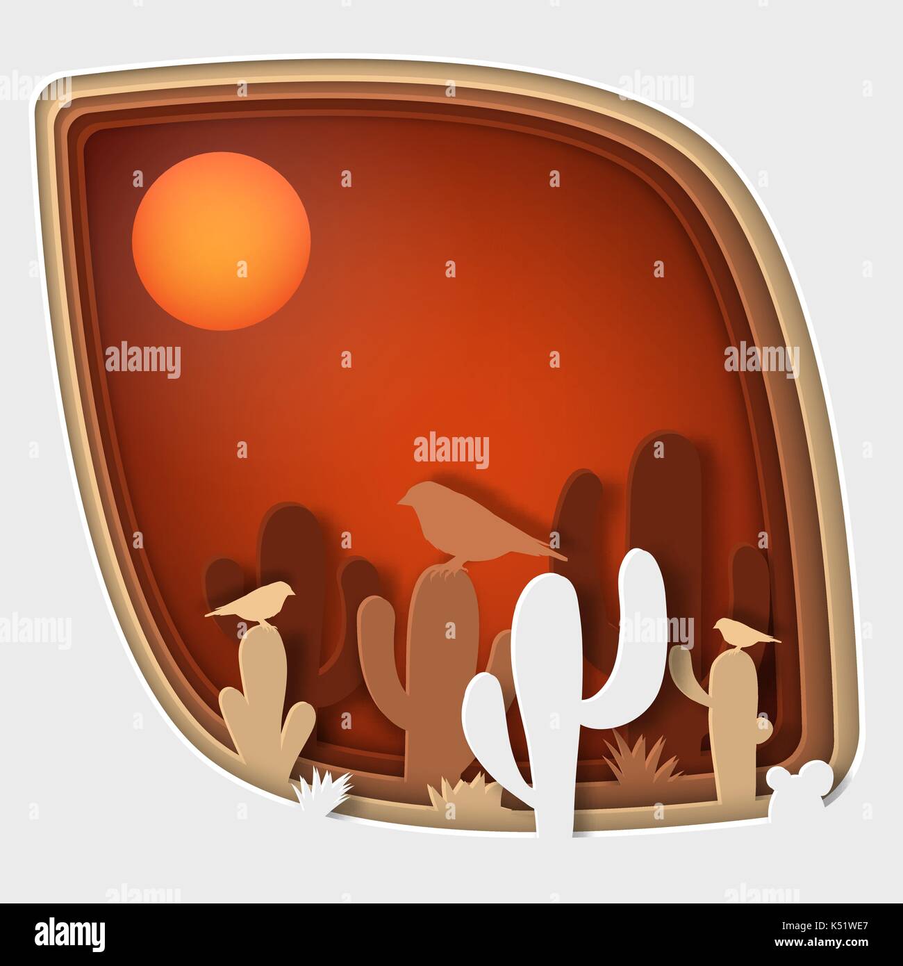 Papier Kunst schnitzen zu Vogel auf Ast in Wald in der Nacht, origami Konzept Natur und Tiere Idee, Vektorgrafiken und Illustrationen. Stock Vektor