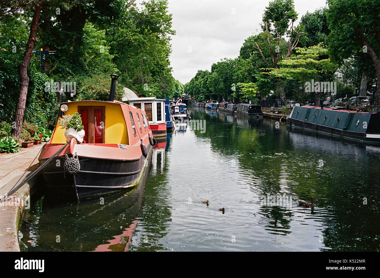 Die Regents Canal in der Nähe von Klein Venedig, London UK Stockfoto