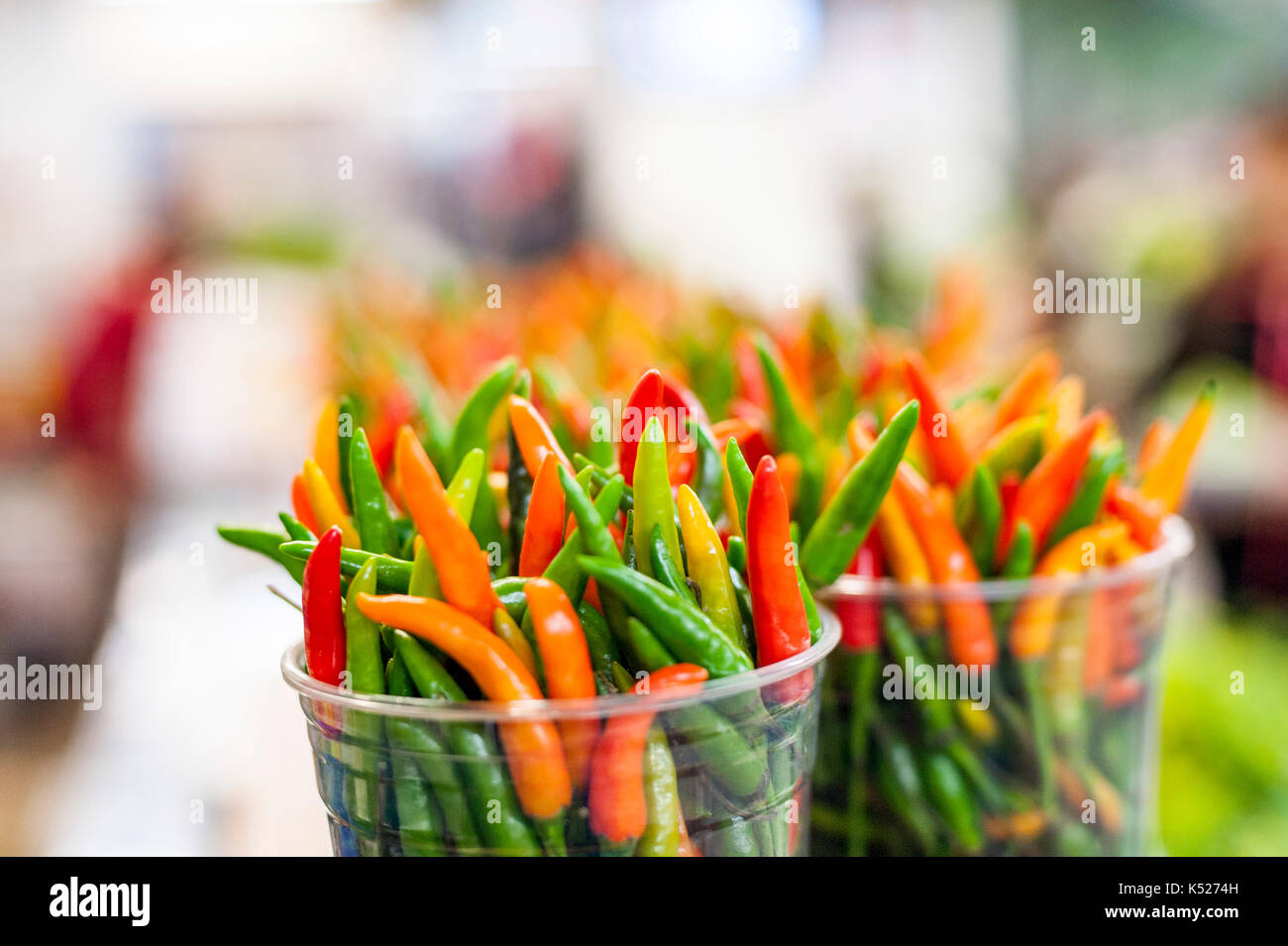 Gemüse, Bauernmarkt, Chilis, malaguetas Stockfoto