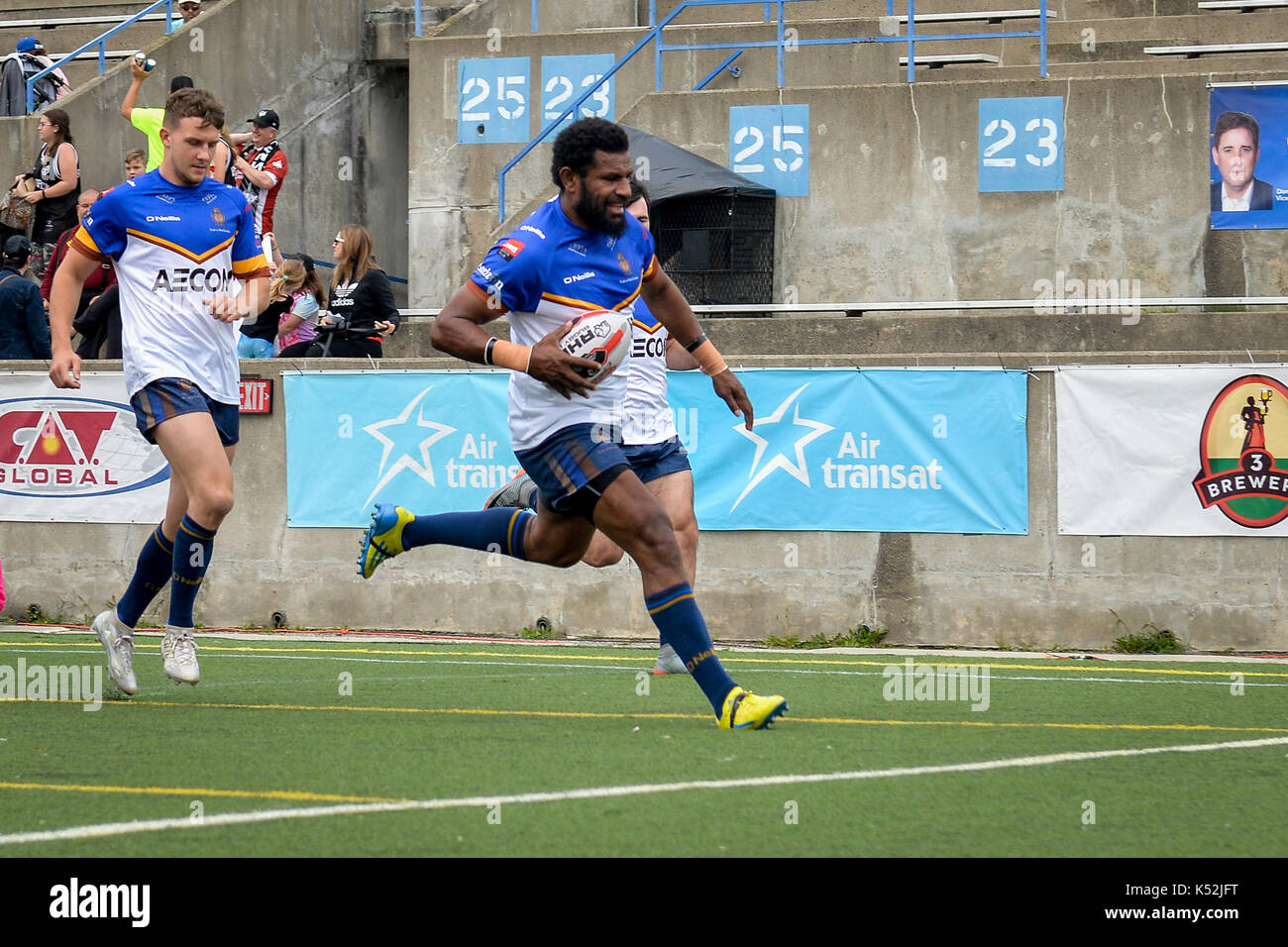 September 02, 2017. Toronto, Kanada - Spieler von Whitehaven erwärmt, bevor Super 8 s Runde 4 Spiel zwischen Toronto Wolfpack (Kanada) vs Whitehaven RLFC Stockfoto