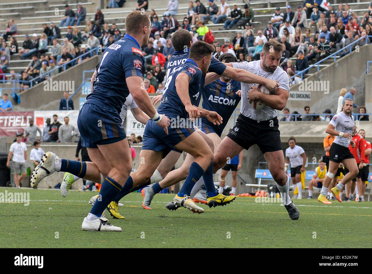 September 02, 2017. Toronto, Kanada - Spieler auf dem Feld während Super 8 s Runde 4 Spiel zwischen Toronto Wolfpack (Kanada) vs Whitehaven RLFC (Vereinigtes K Stockfoto