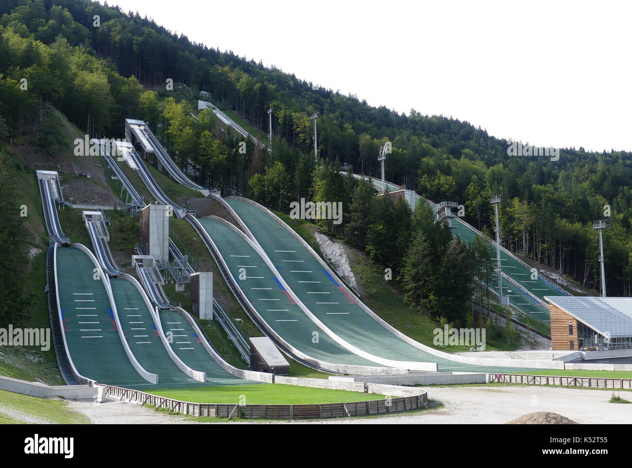 Slowenien Kranjska Gora künstliche Sprungschanzen. Foto: Tony Gale Stockfoto