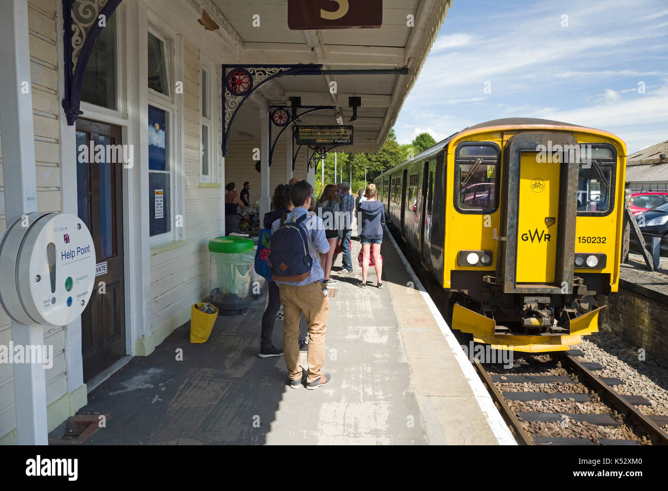 Looe Vally nebenbahn am Bahnhof Liskeard, Cornwall, Großbritannien Stockfoto