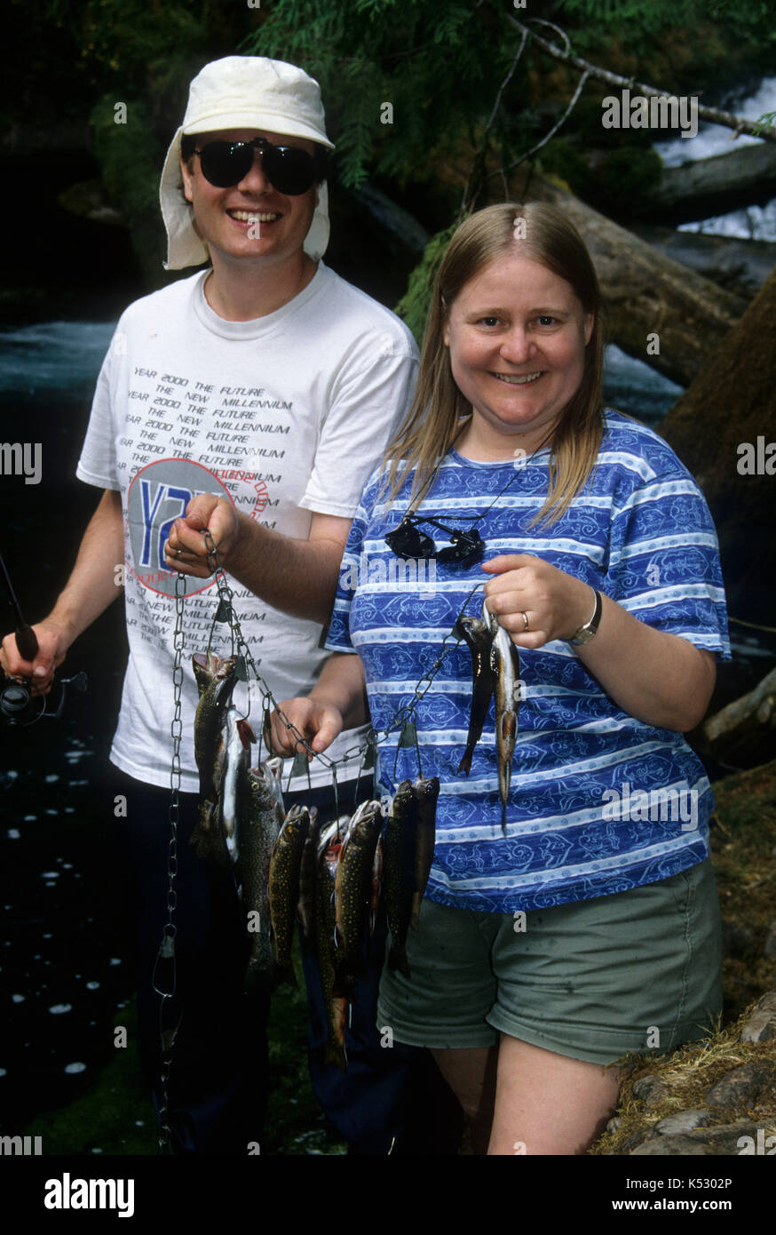 Fisch Stringer am oberen McKenzie River, McKenzie Wild und Scenic River, Willamette National Forest, Oregon Stockfoto