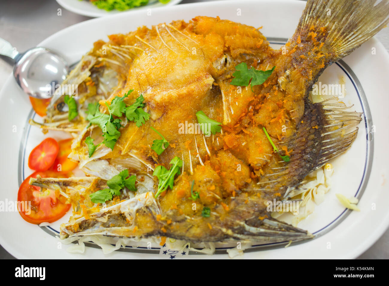 Fisch frittierte Thailändische Küche. Stockfoto