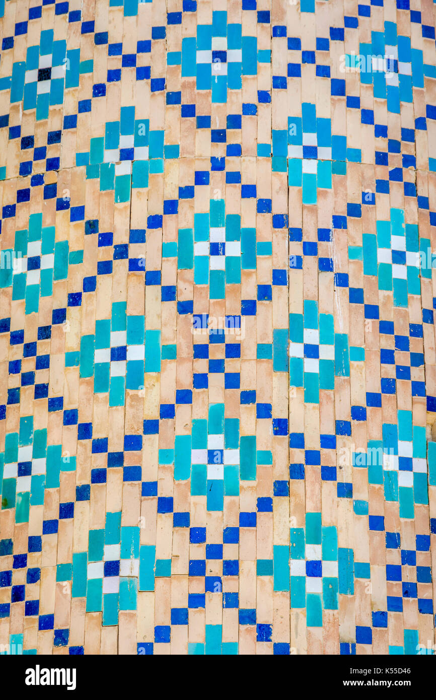 Detail des blauen Fliesen Mosaik, Usbekistan Stockfoto