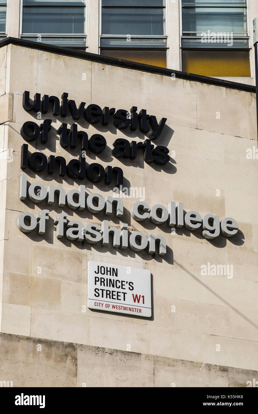 London College von Fashion & Universität der Künste Gebäude auf John Prince's Street, London, England, Großbritannien Stockfoto