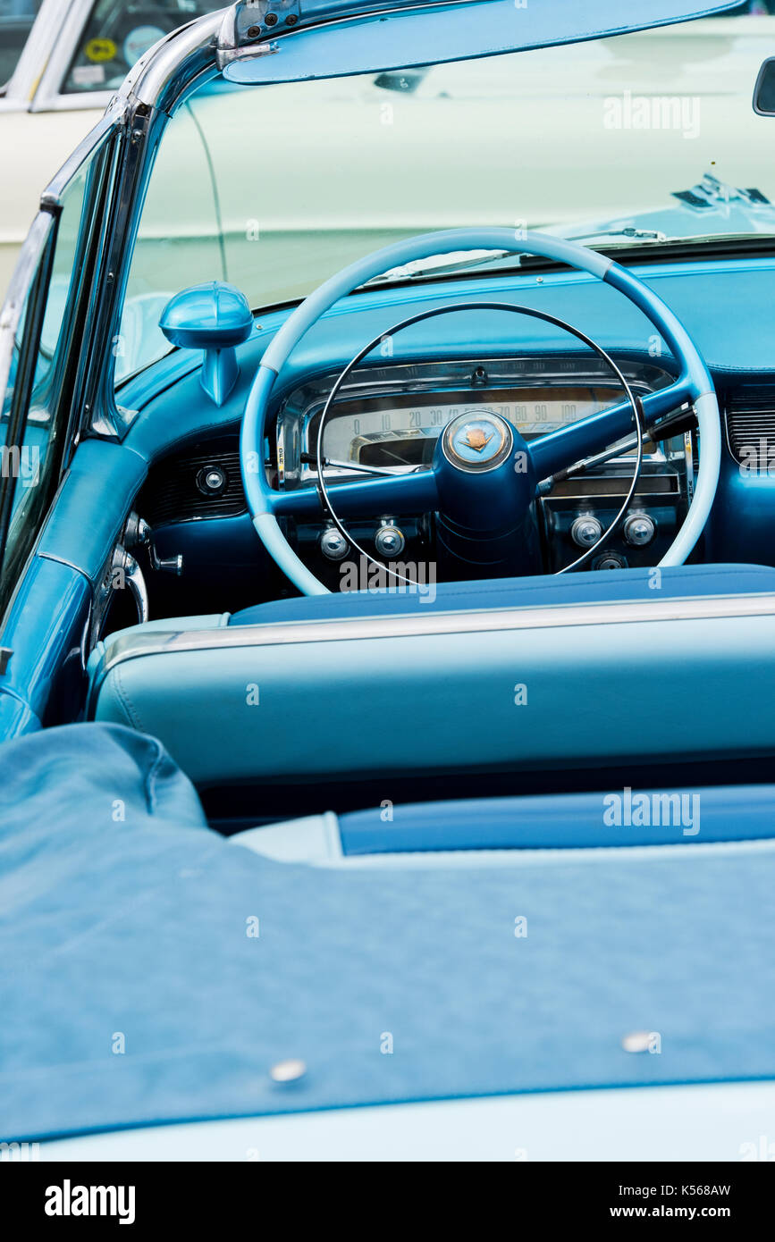1955 Blue Cadillac Interieur. Classic American Auto Stockfoto