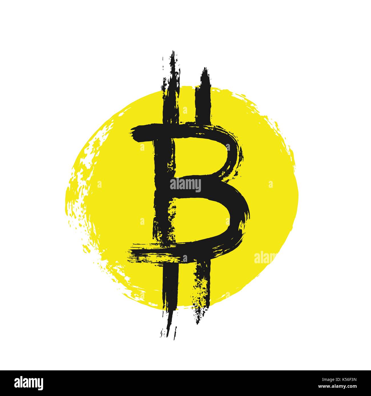 Bitcoin Symbol von Grunge Pinselstriche Stock Vektor