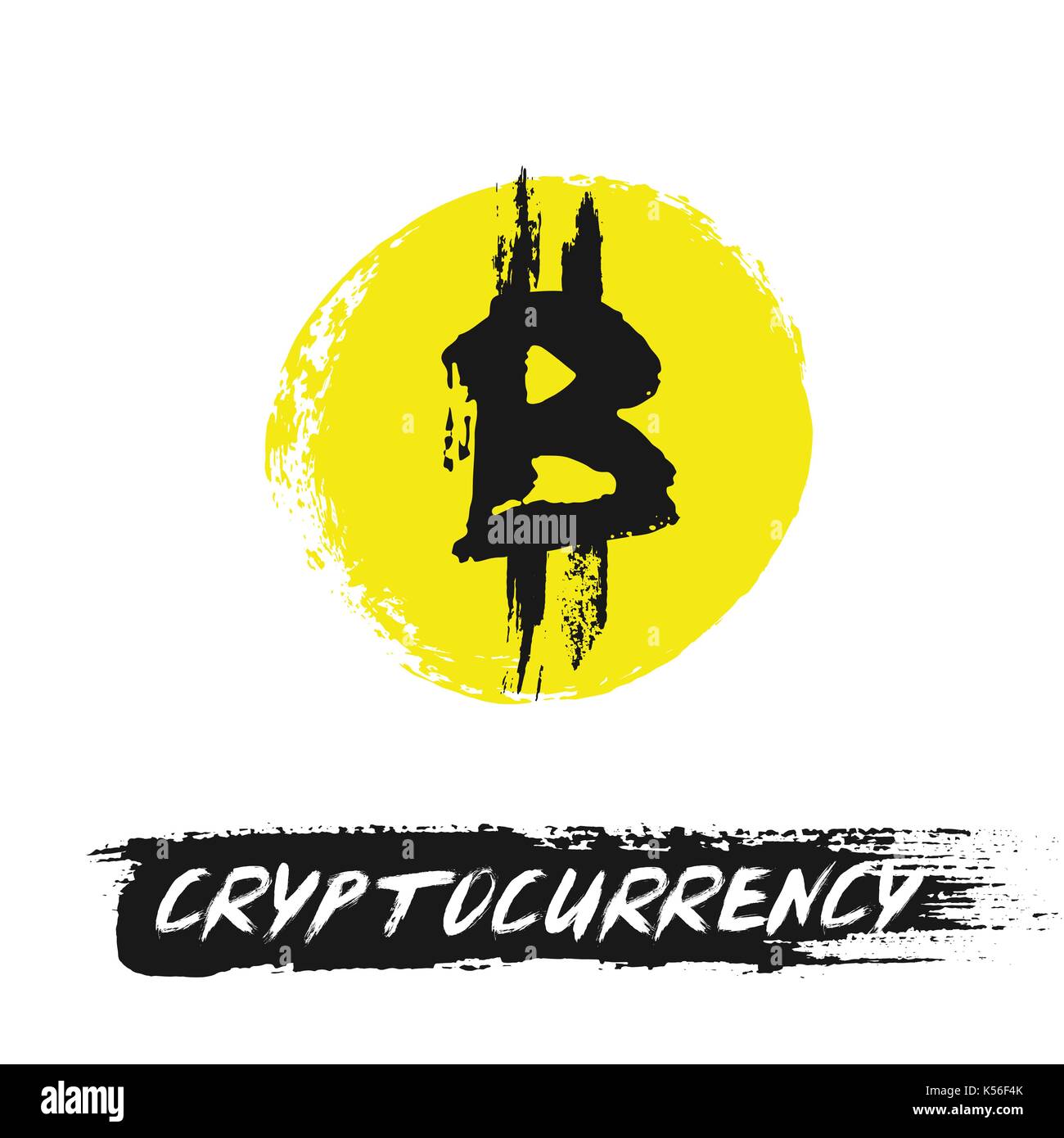 Bitcoin Symbol von Grunge Pinselstriche Stock Vektor