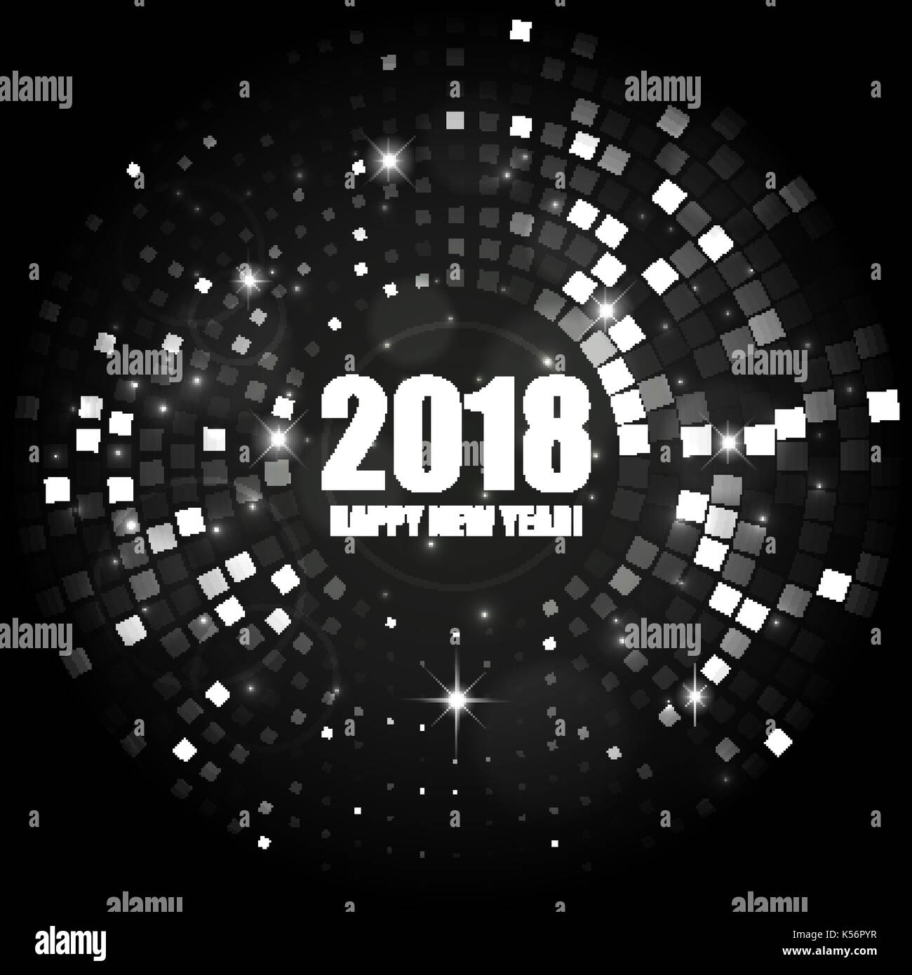 Frohes Neues Jahr 2018 Abstrakte schwarz-weißen hellen Hintergrund für Ihr Design Stock Vektor