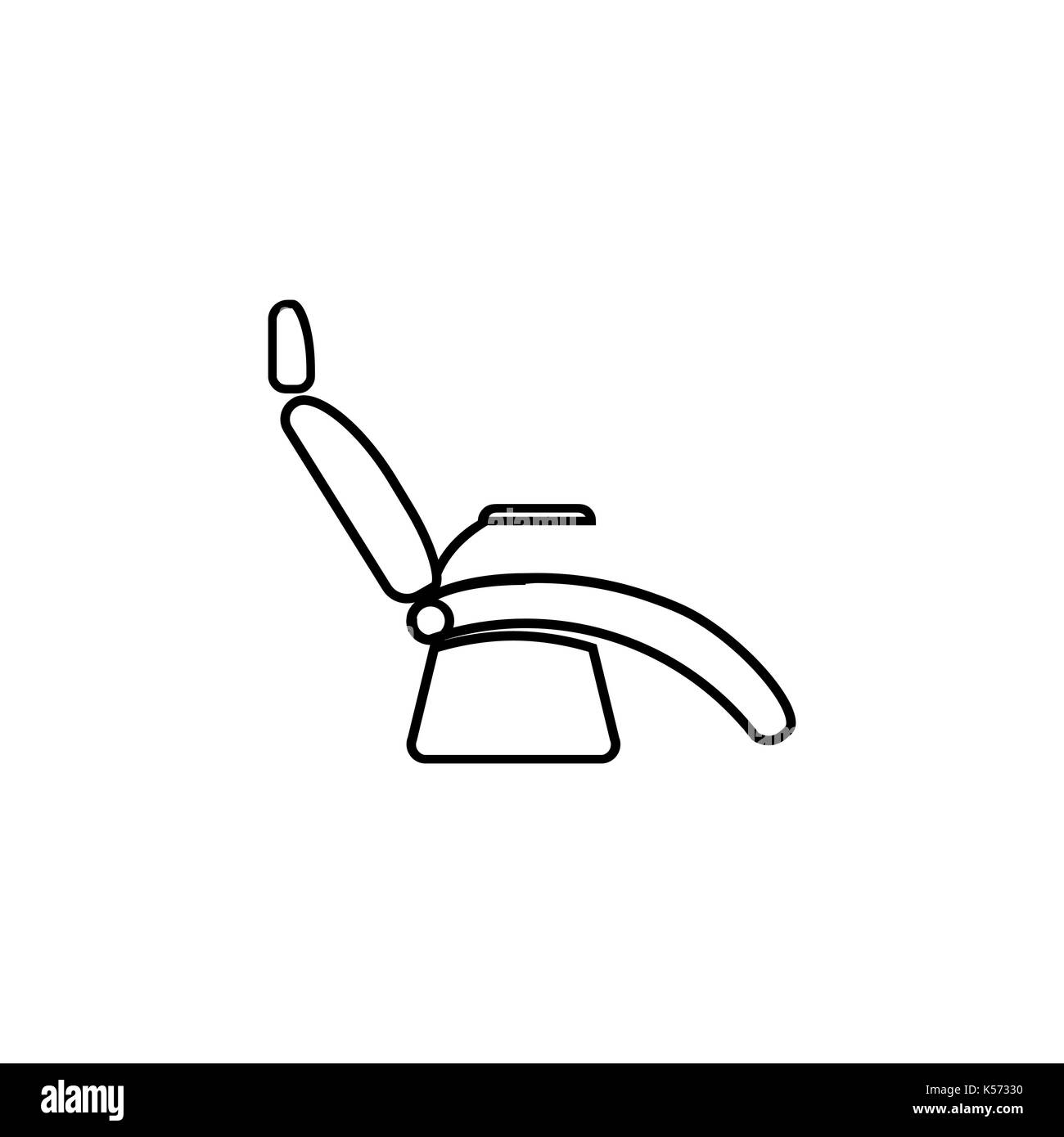 Zahnarztstuhl Symbol Leitung. Medizinische Sessel Symbole Abbildung dünne lineare Anzeichen für Websites, Infografik, mobile App. Medizinische Ausrüstung. Stock Vektor