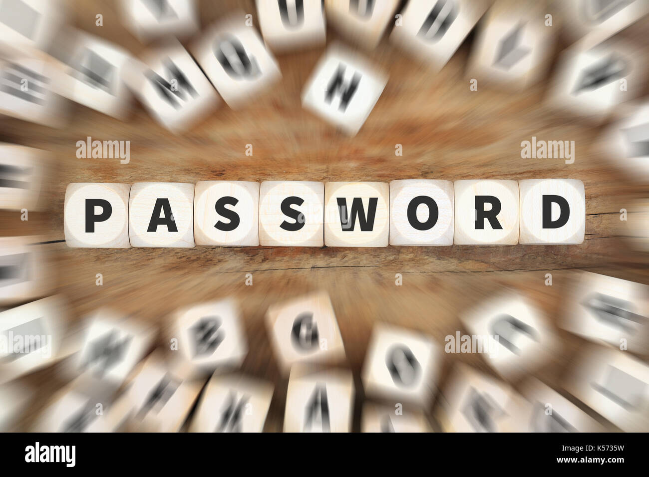 Passwort Sicherheit Computer schützen Datenschutz Würfel Business Konzept Idee Stockfoto