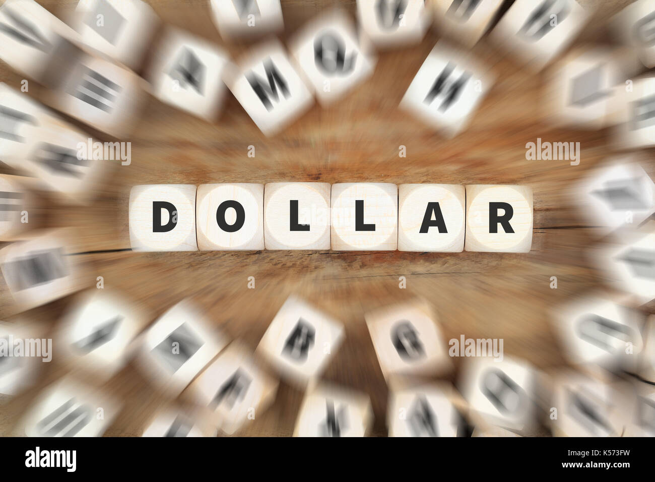 Dollar Währung Geld USA finanzielle Würfel Business Konzept Idee Stockfoto