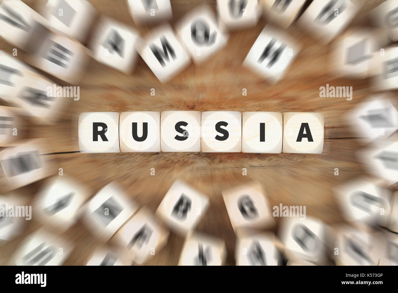 Russland Konflikt Krise Würfel Business Konzept Idee Stockfoto