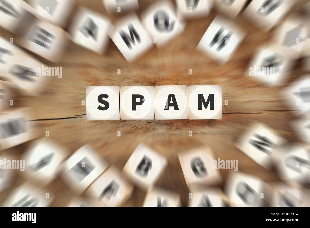 Spam Mail e-mail e-mail Würfel Business Konzept Idee Stockfoto