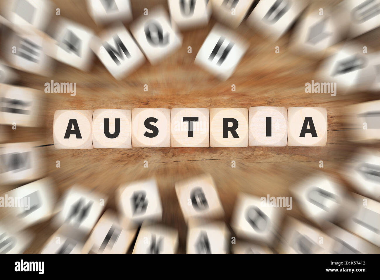 Österreich Land reisen Reisen Würfel Business Konzept Idee Stockfoto