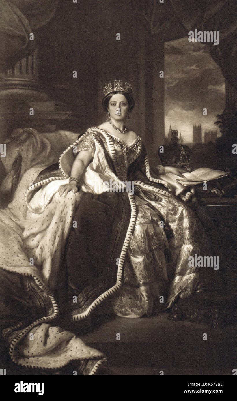 Königin Victoria im Staat Roben, 1845 Stockfoto