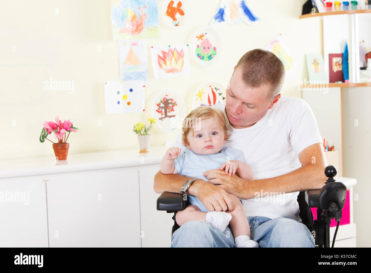 Behinderte Menschen mit seinem Sohn Stockfoto