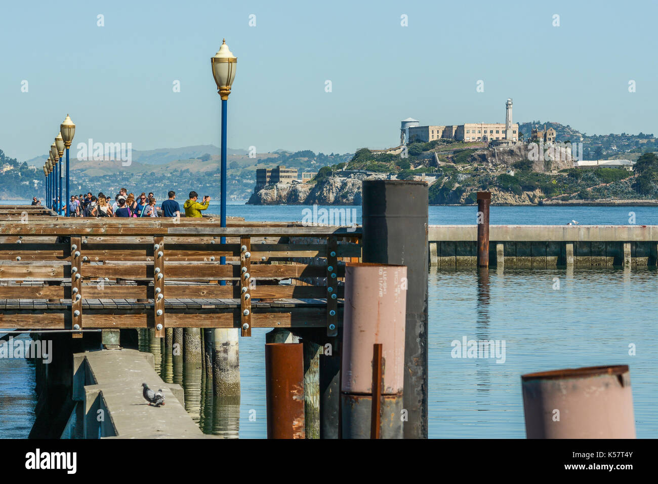 North Beach und Alcatraz, San Francisco, Kalifornien Stockfoto