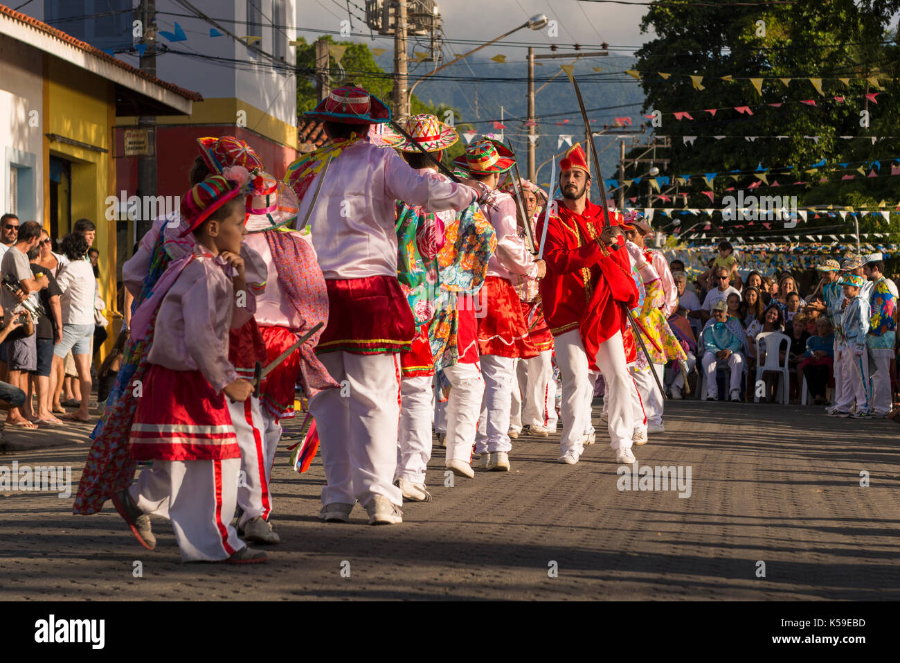 Das religiöse Fest von Congada, aus Ilhabela, SP, Brasilien Stockfoto