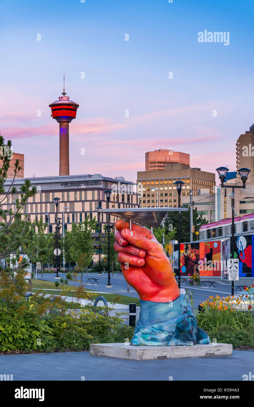 Kunst im öffentlichen Raum, East Village, Calgary, Alberta, Kanada Stockfoto
