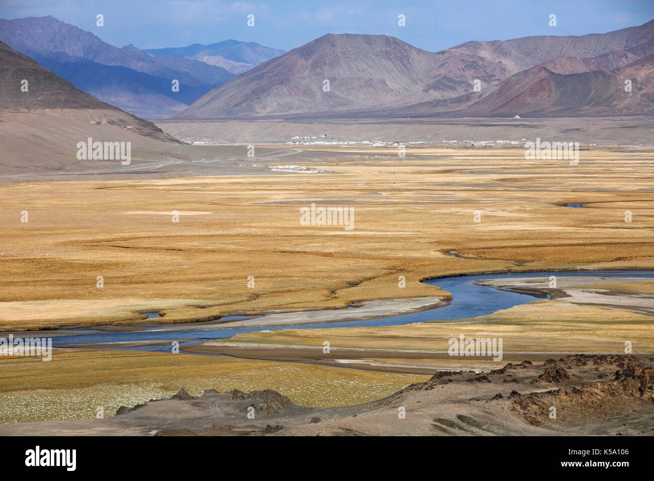 Murghab River Valley in der Murghob Bezirk im Pamir der Autonomen Region Gorno-Badakhshan, Tadschikistan Stockfoto
