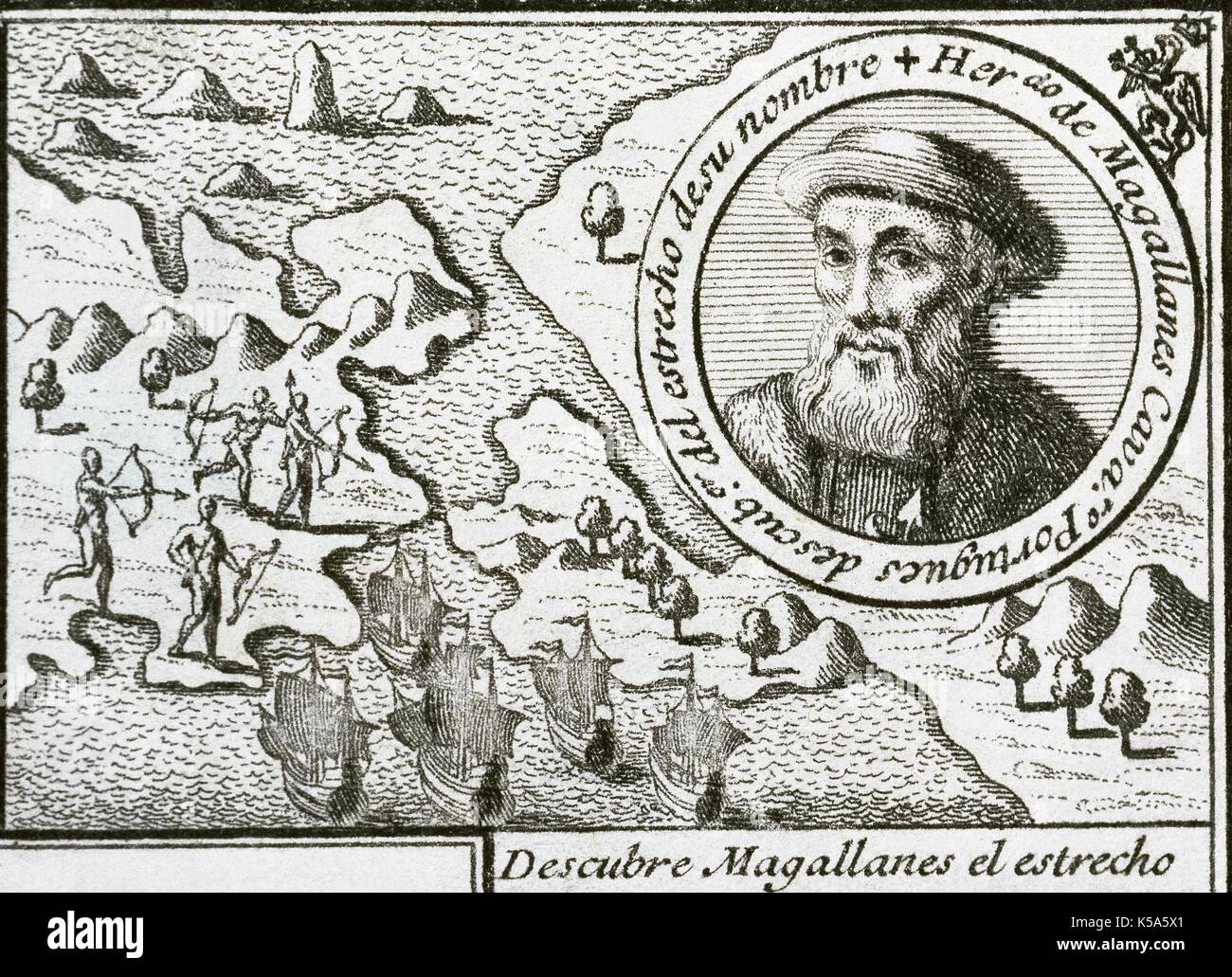 Fernando Magallanes (1480-1521). Portugiesische Navigator. Gravur. Stockfoto