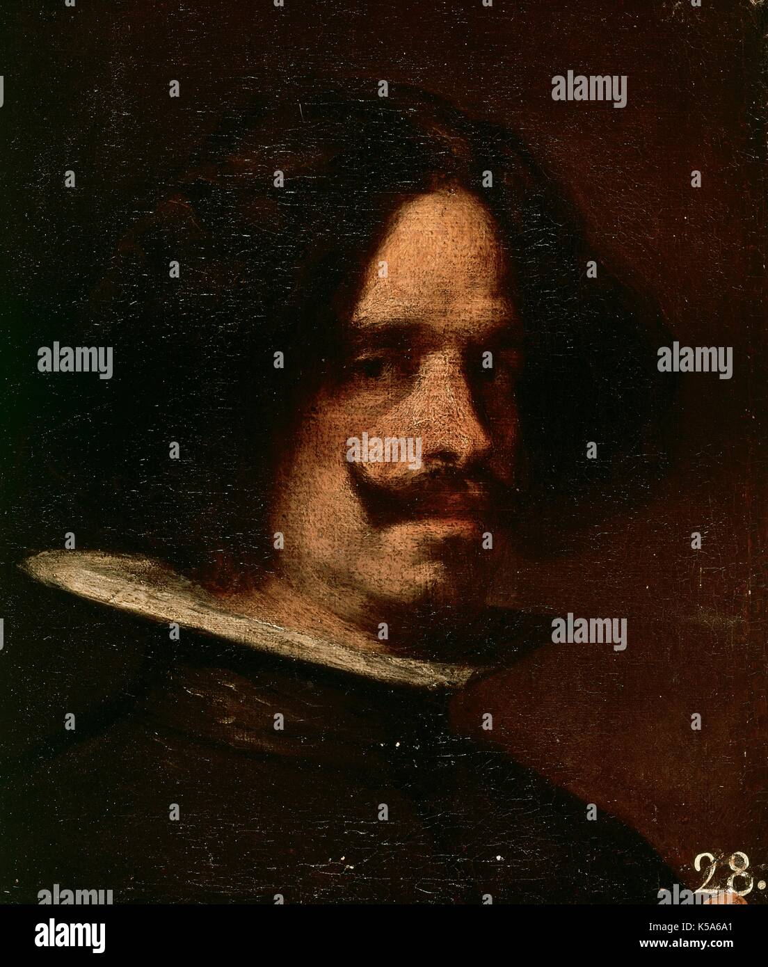 Barocke Kunst. Diego Velazquez (Diego Rodrigo de Silva y Velázquez (1599-1660). Spanischer Maler. Selbstportrait (um 1640). Öl auf Leinwand. Museum der Schönen Künste in Valencia (Spanien). Stockfoto