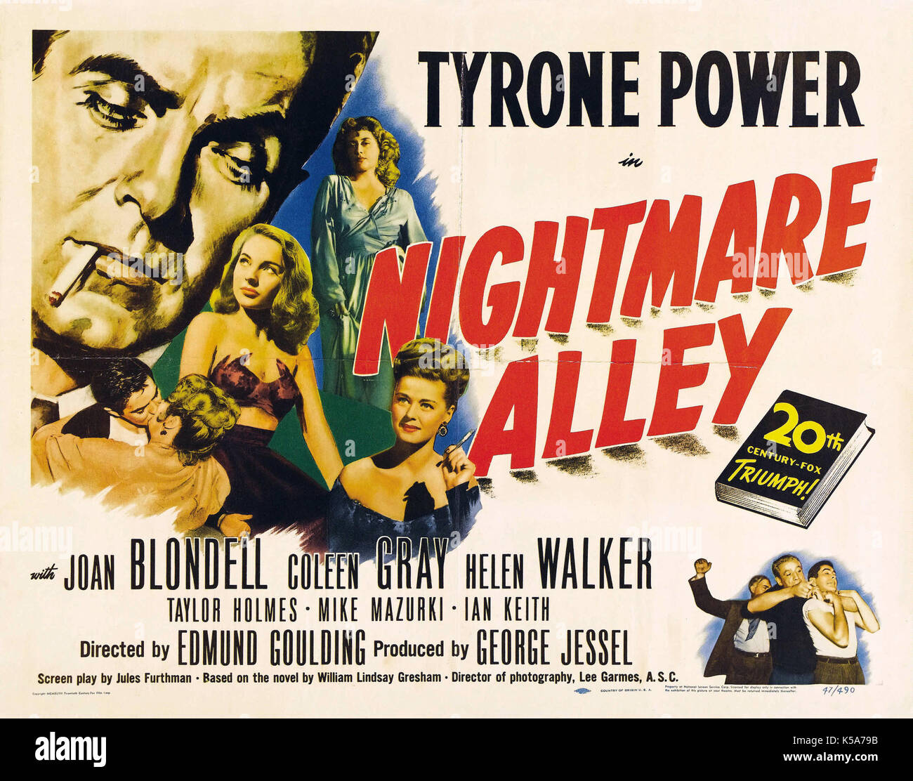 Alptraum Gasse 1947 Twentieth Century Fox Film mit Tyrone Power Stockfoto