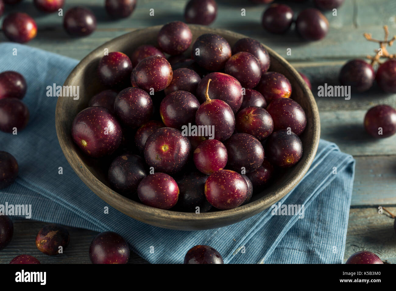 Hausgemachten süßen Muscadine Trauben in eine Schüssel geben. Stockfoto