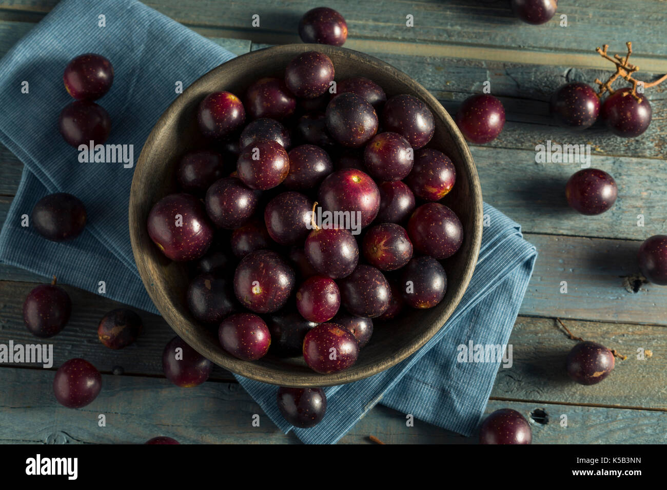 Hausgemachten süßen Muscadine Trauben in eine Schüssel geben. Stockfoto