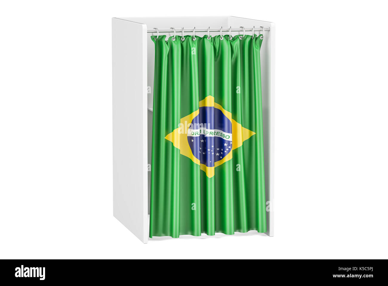 Abstimmung in Brasilien Konzept, Wahlkabine mit brasilianischer Flagge, 3D-Rendering Stockfoto