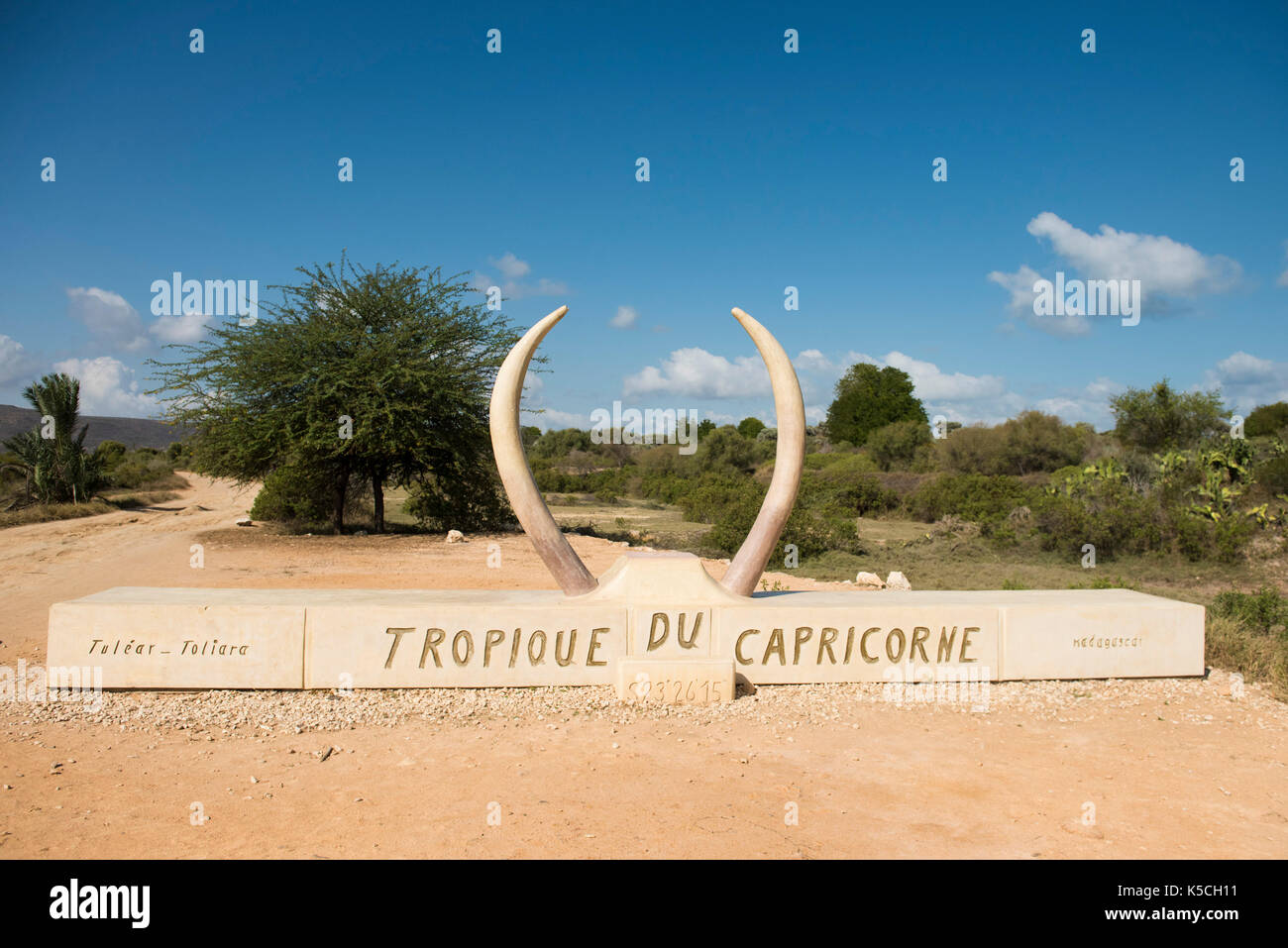 Wendekreis des Capricorne unterzeichnen, Toliara, Madagaskar Stockfoto