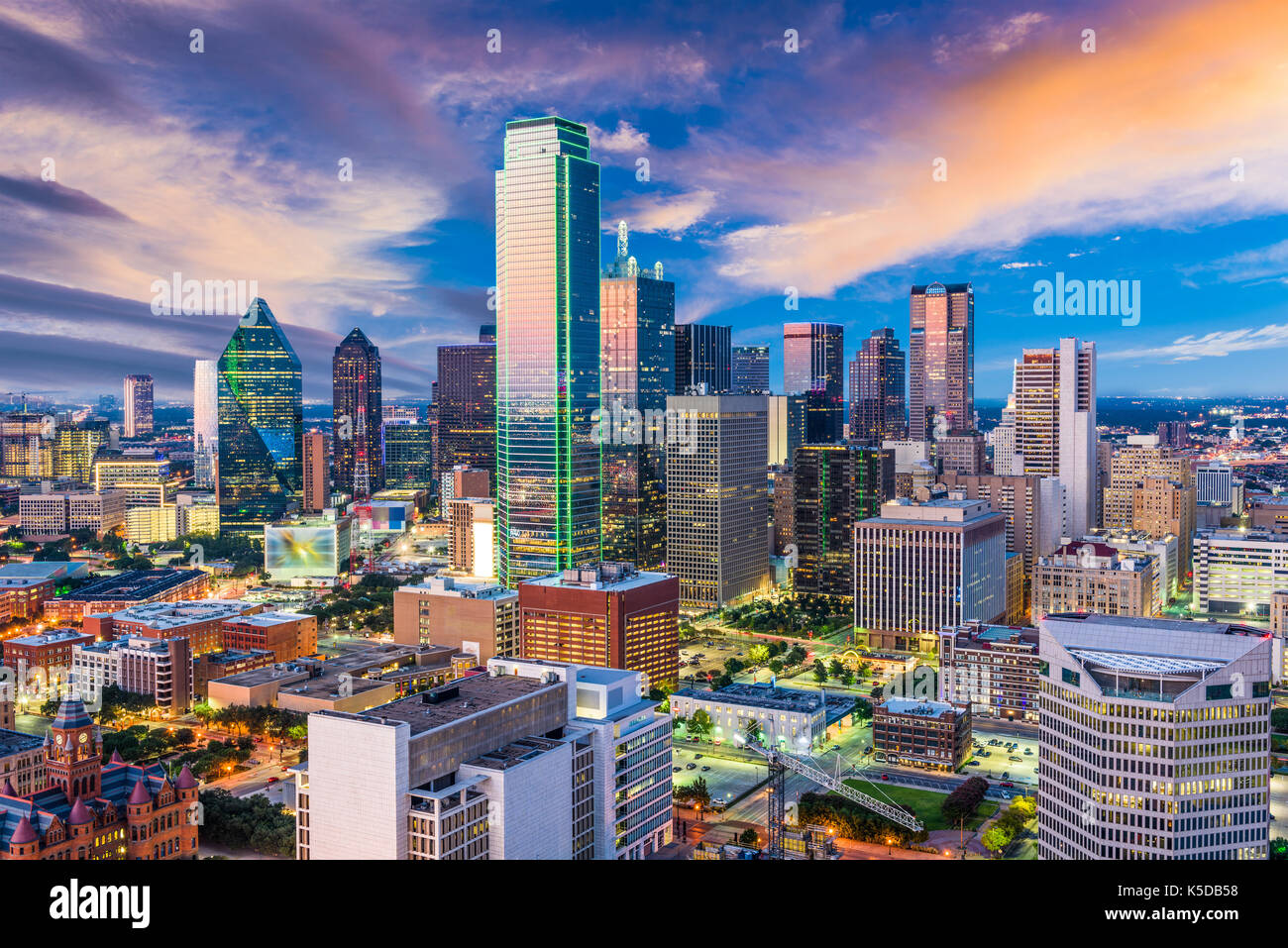 Dallas, Texas, USA Downtown Skyline der Stadt. Stockfoto