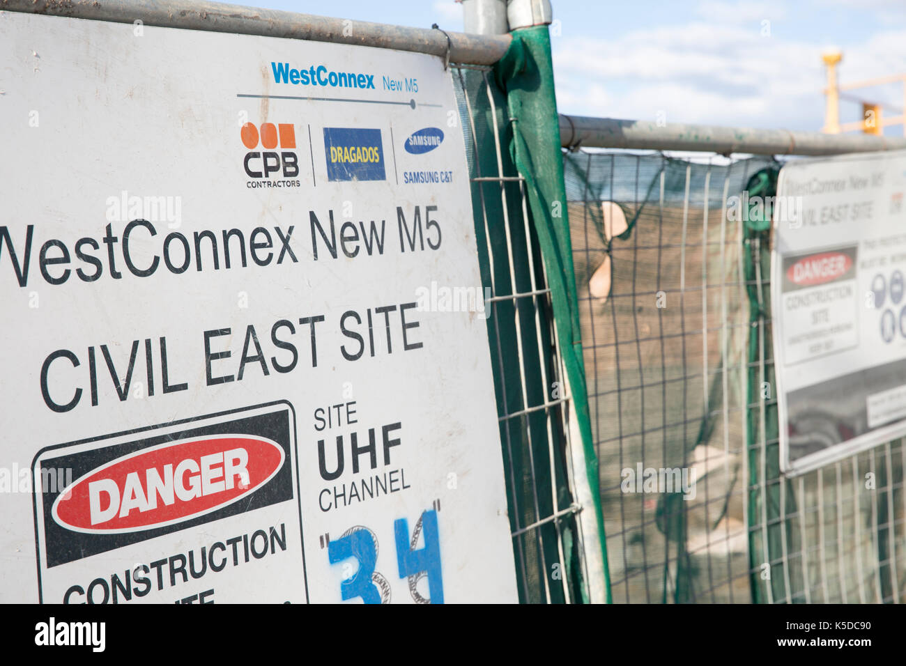 Westconnex neue M5 Baustelle für die Autobahn und Verkehrsknotenpunkt im St Peters, Sydney, Australien Stockfoto