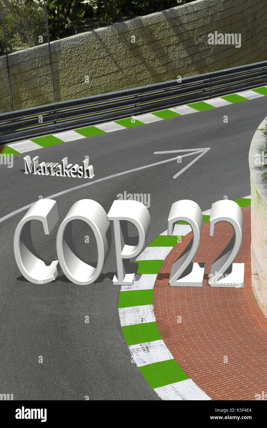 COP 22 in Marrakesch, Marokko mit Straße zu ändern Stockfoto
