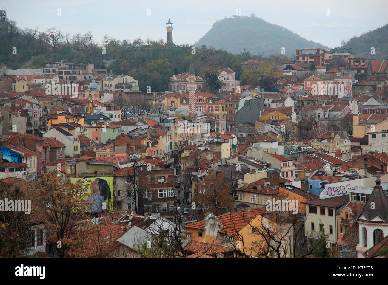 Blick auf Gebäude in der Altstadt von Plovdiv, Bulgarien, Osteuropa Stockfoto