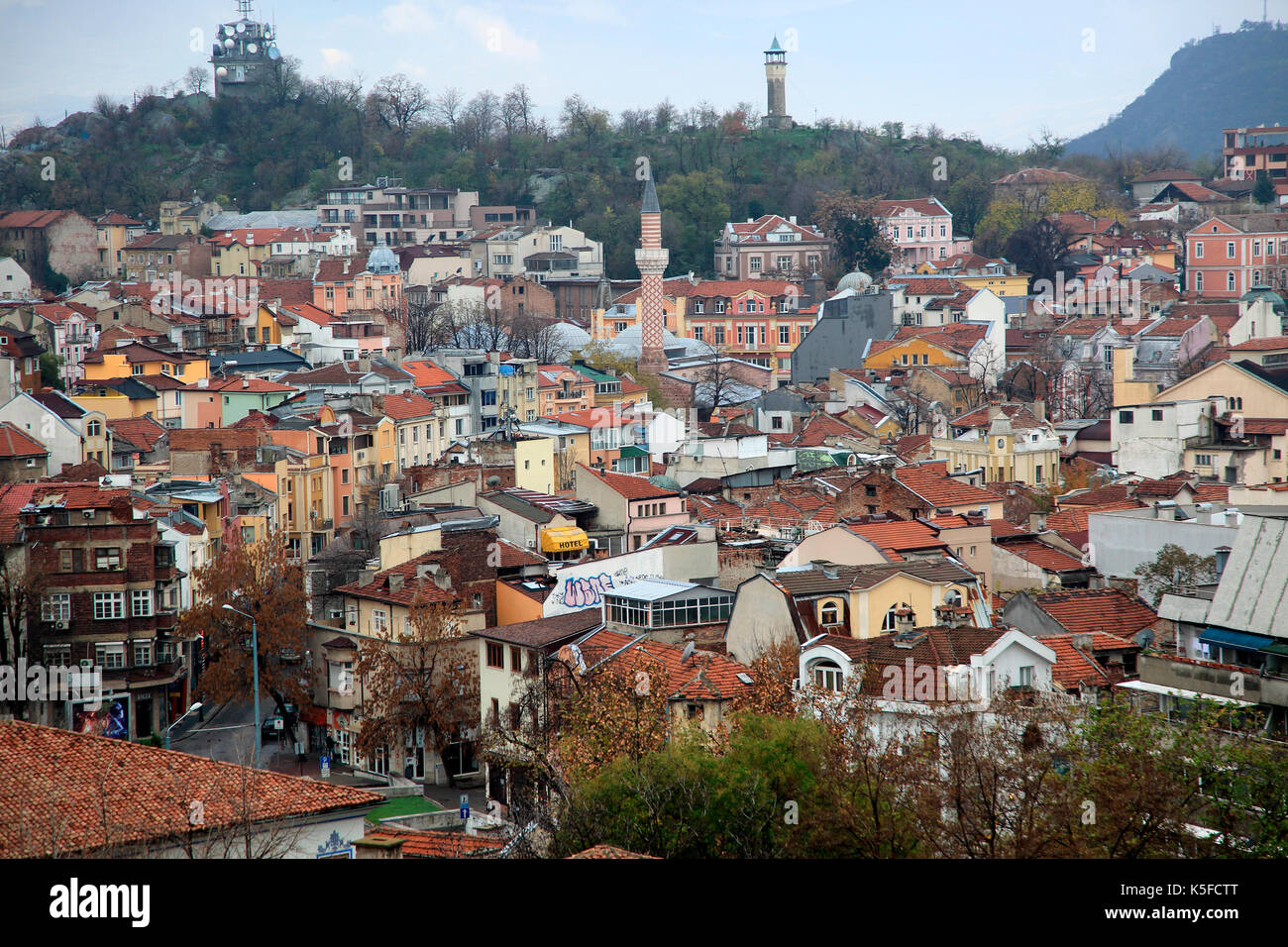 Blick auf Gebäude in der Altstadt von Plovdiv, Bulgarien, Osteuropa Stockfoto