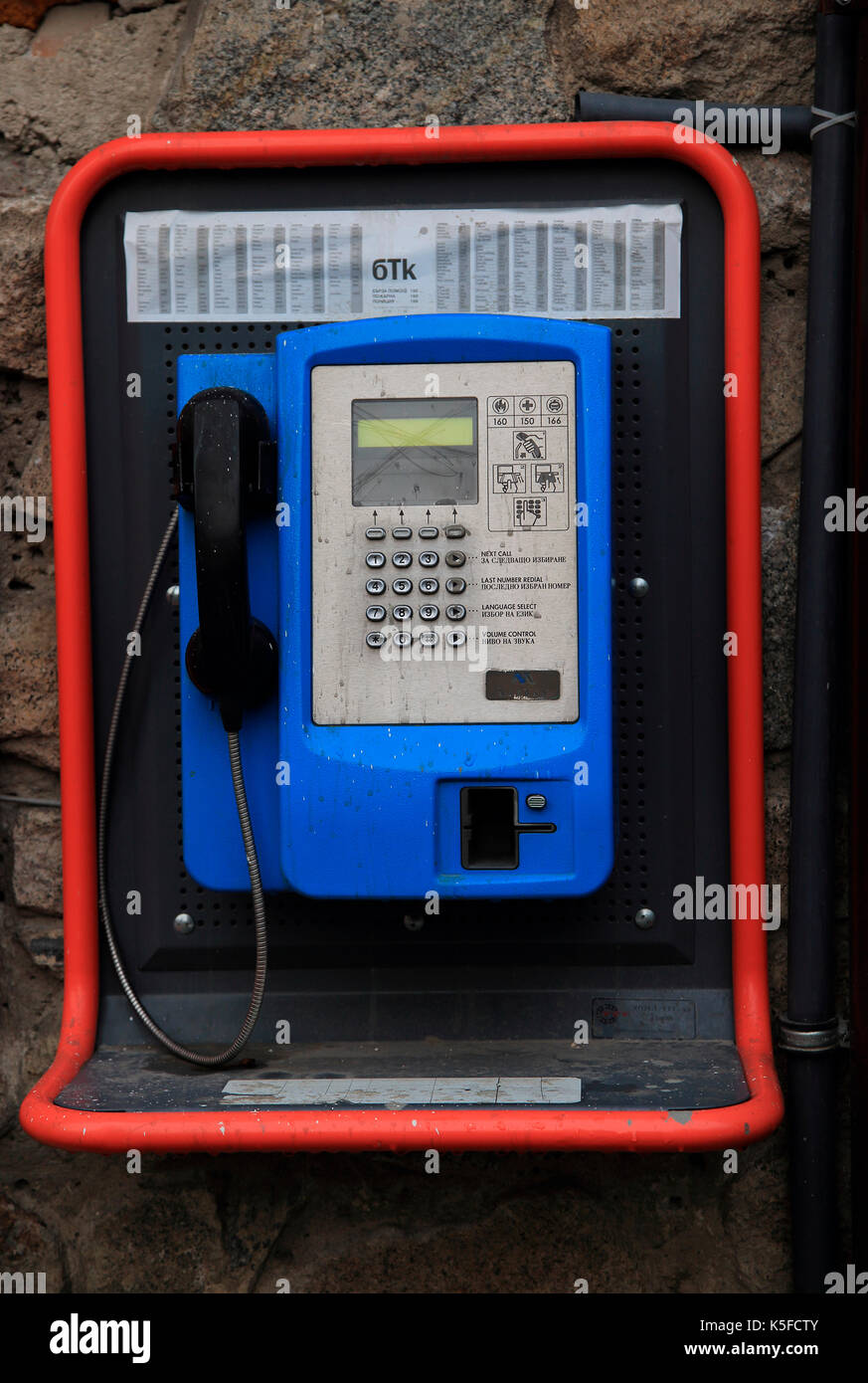 Öffentliche Telefonzelle Ploviv, Osteuropa Stockfoto