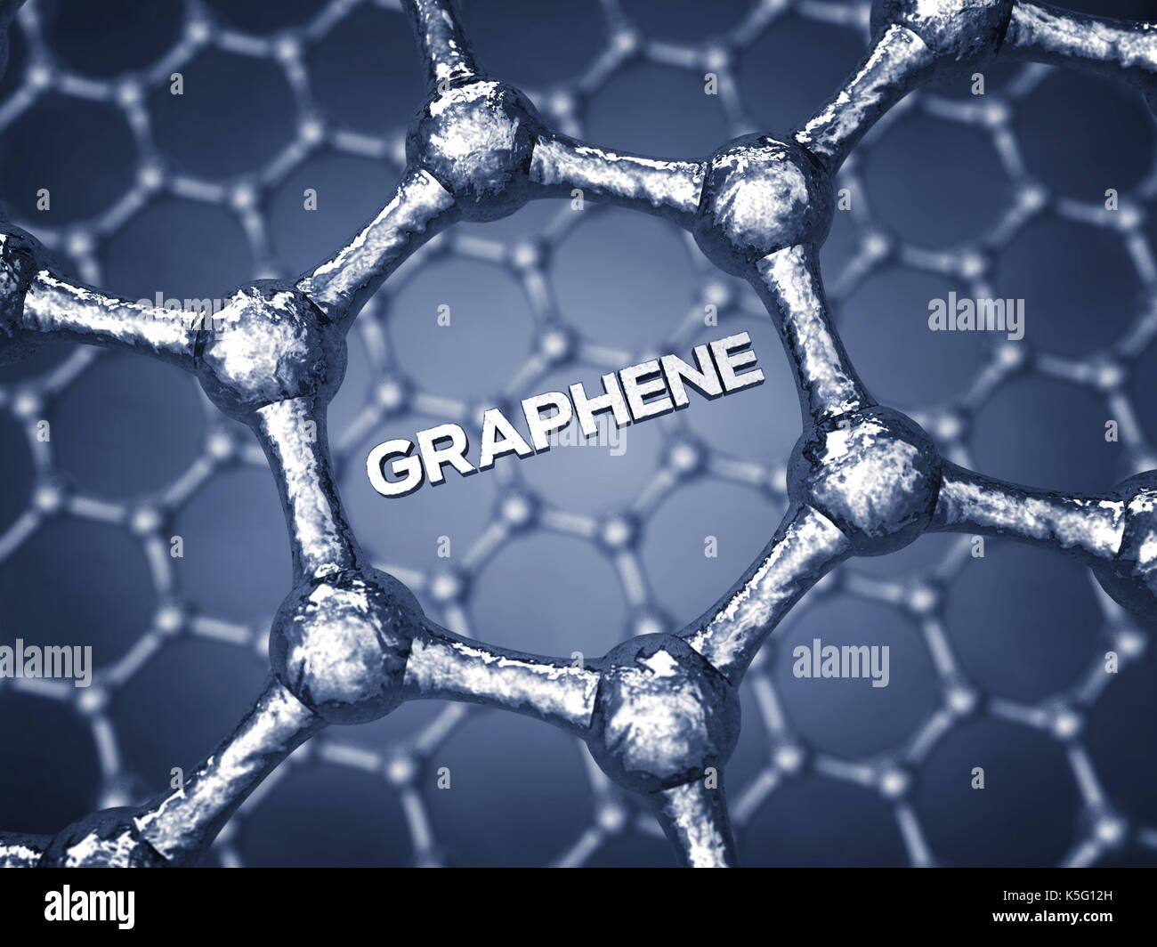 Graphen besteht aus Kohlenstoff- atomen in den sechseckigen Muster verteilt, Nanotechnologie Stockfoto