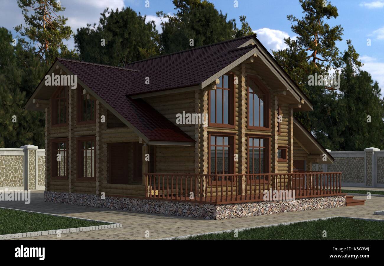 Gebäude fotorealistische 3D-Darstellung Stockfoto