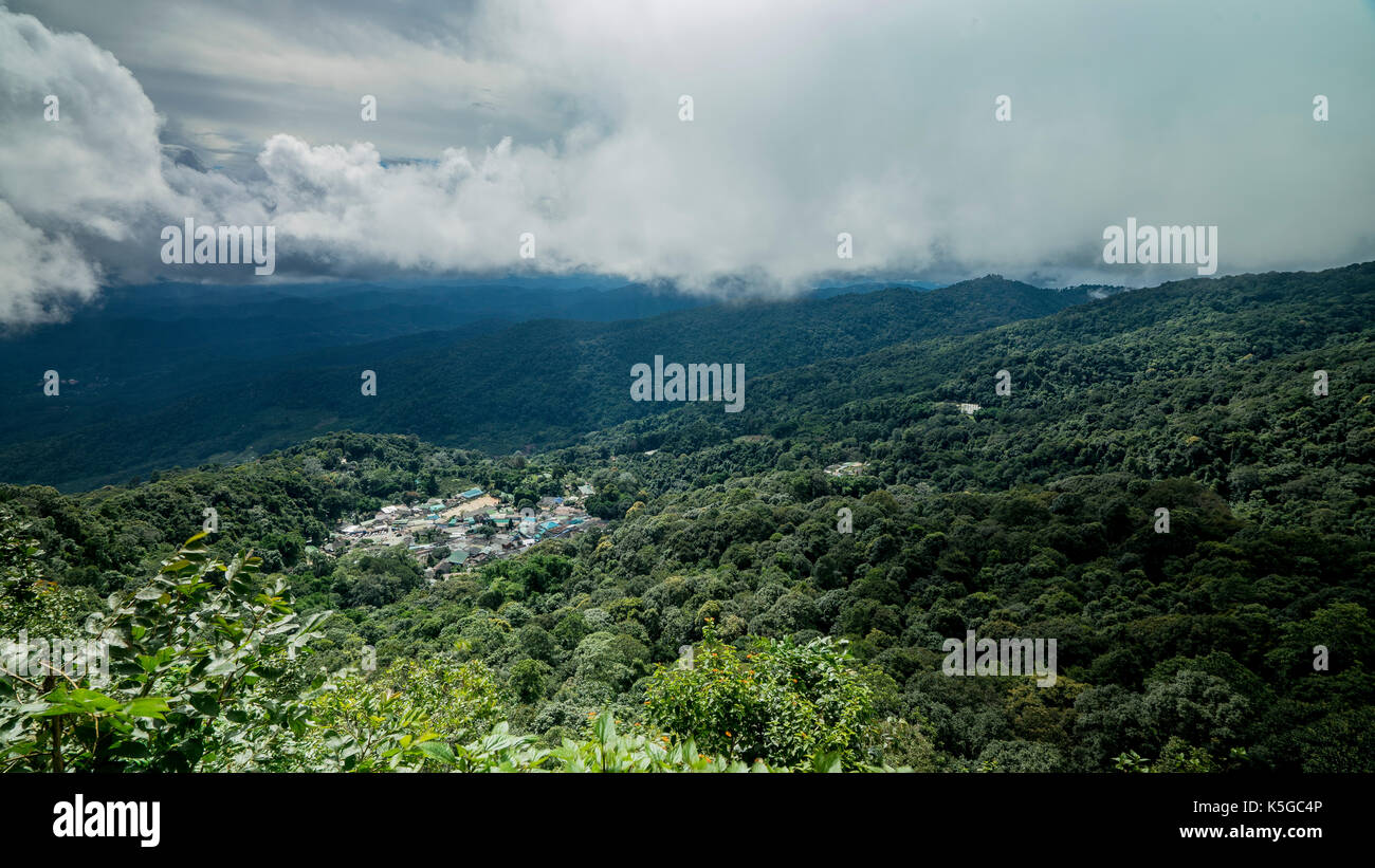 Blick auf die Hmong Dorf, Doi Suthep-Pui Nationalpark, Chiang Mai, Thailand Stockfoto