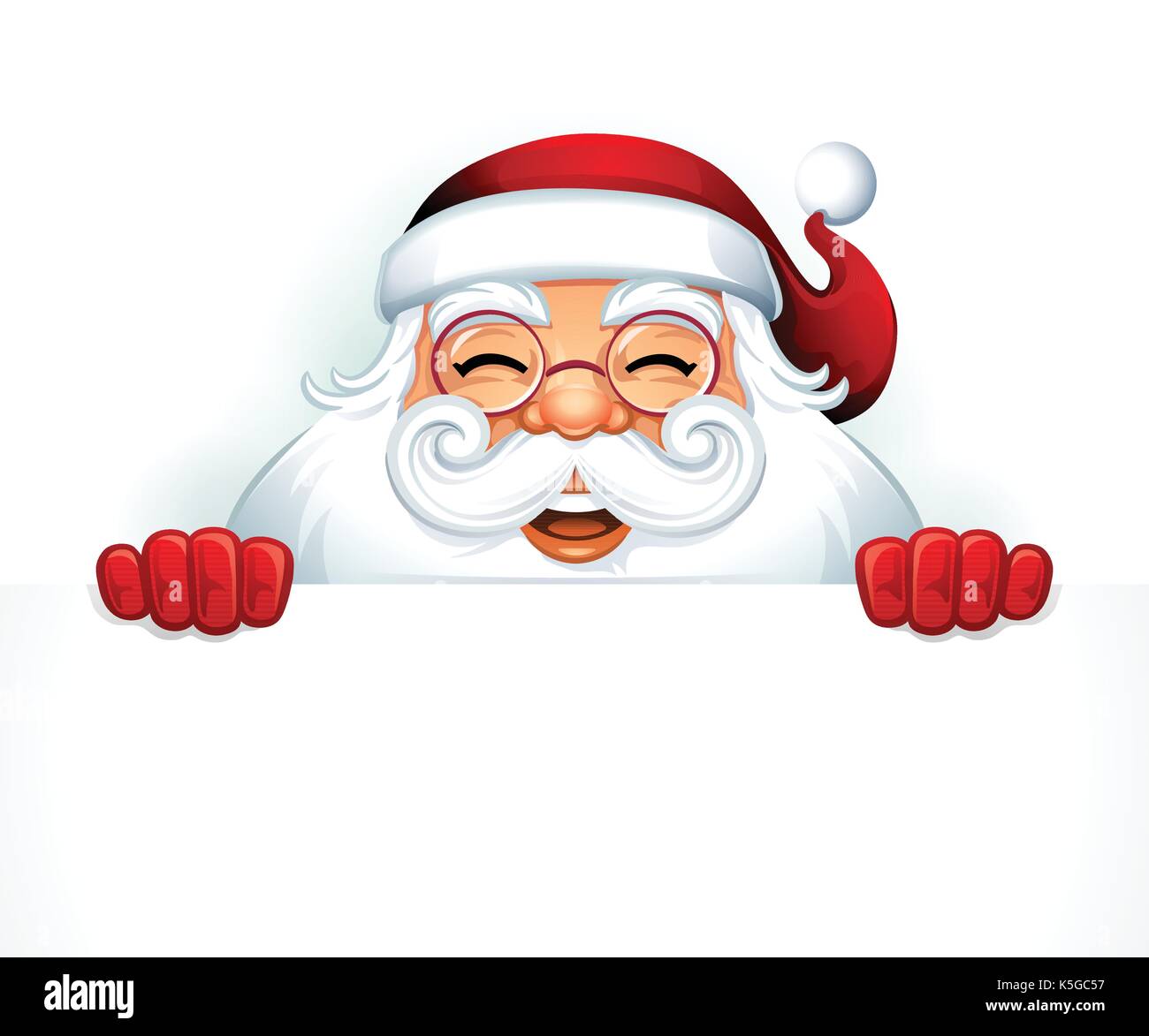 Vector Illustration von Cartoon Santa Claus Charakter zeigt ein leeres Zeichen. Sie können Größe und Farbe der Kopie Raum einstellen. Stock Vektor