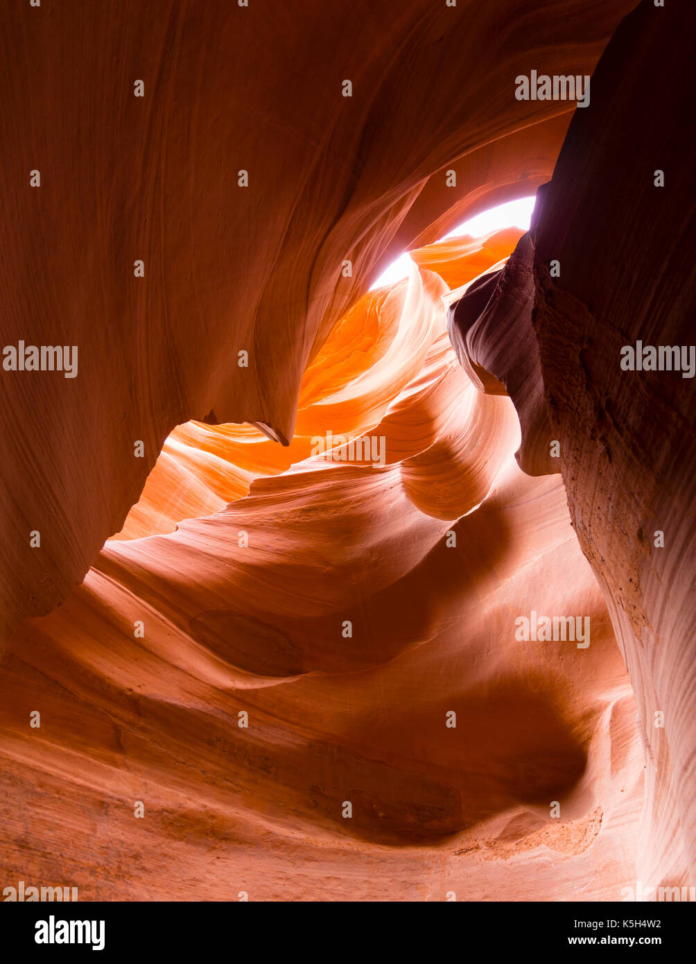 Erodierten Felsformationen im Lower Antelope Canyon in der Nähe von Page, Arizona (USA). Der Sandstein Slot Canyon ist eine echte touristische Attraktion. Stockfoto