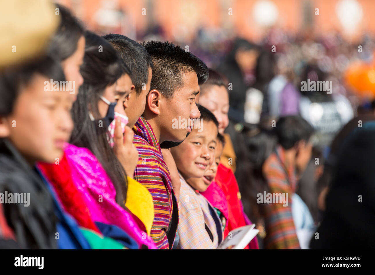 Des Königs Geburtstag Feier am Changlimithang Stadion in Thimpu, Bhutan Stockfoto