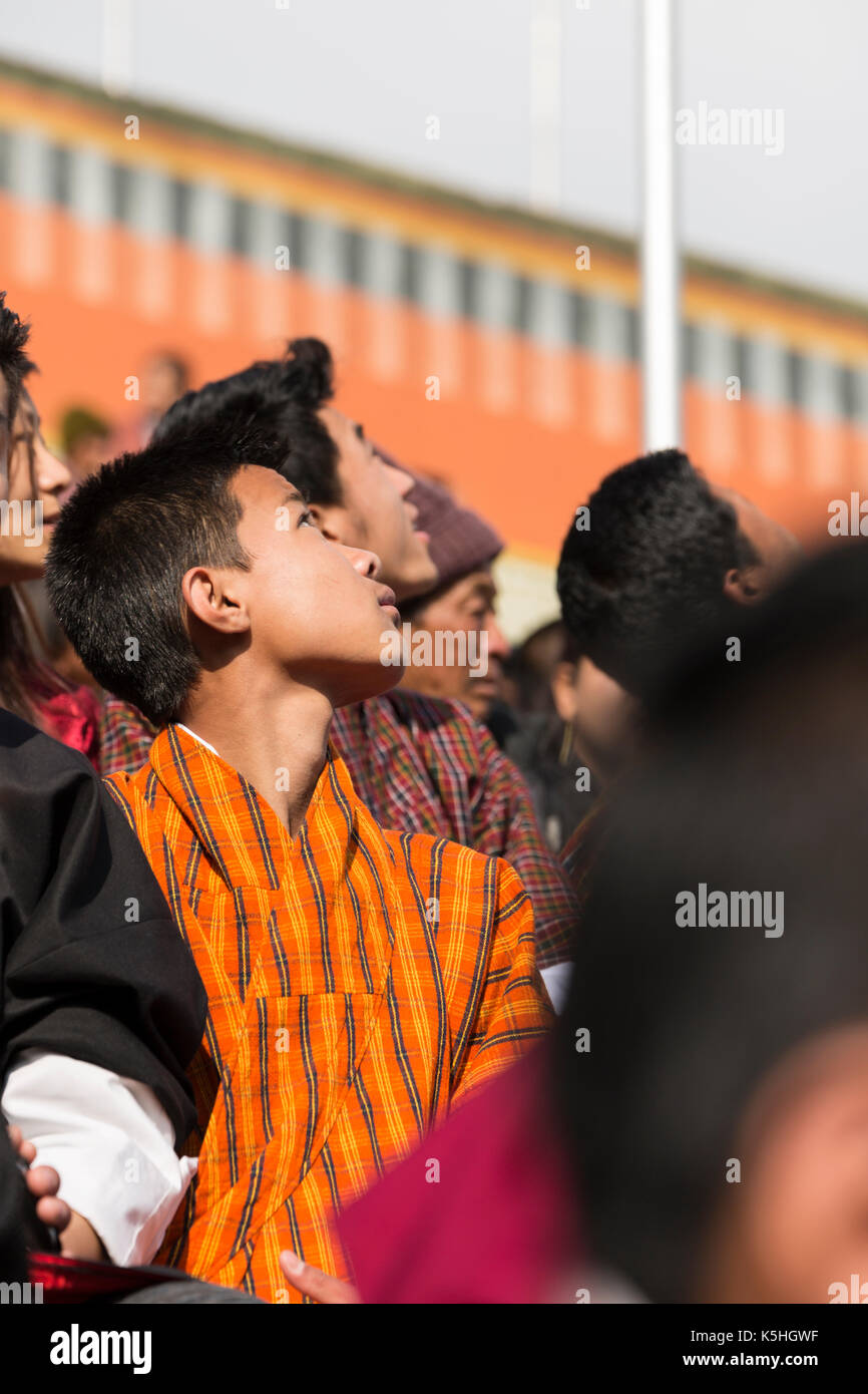 Des Königs Geburtstag Feier am Changlimithang Stadion in Thimpu, Bhutan Stockfoto