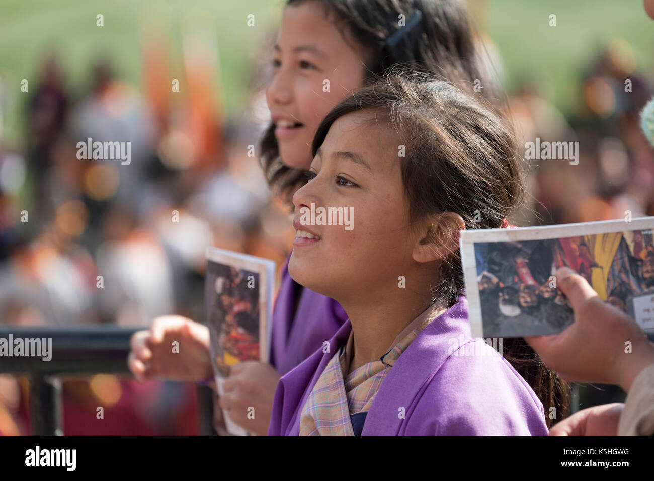 Des Königs Geburtstag Feier am Changlimithang Stadion in Thimpu, Bhutan Stockfoto