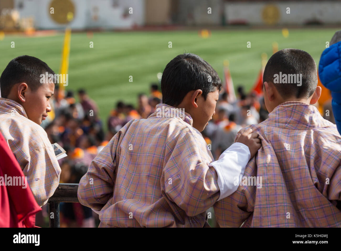 Des Königs Geburtstag Feier am Changlimithang Stadion in Thimpu, Bhutan Stockfoto